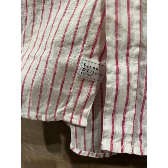 NEW FRANK & EILEEN EILEEN RELAXED BUTTON-UP SHIRT IN PINK STRIPE LINEN - Picture 5 of 10
